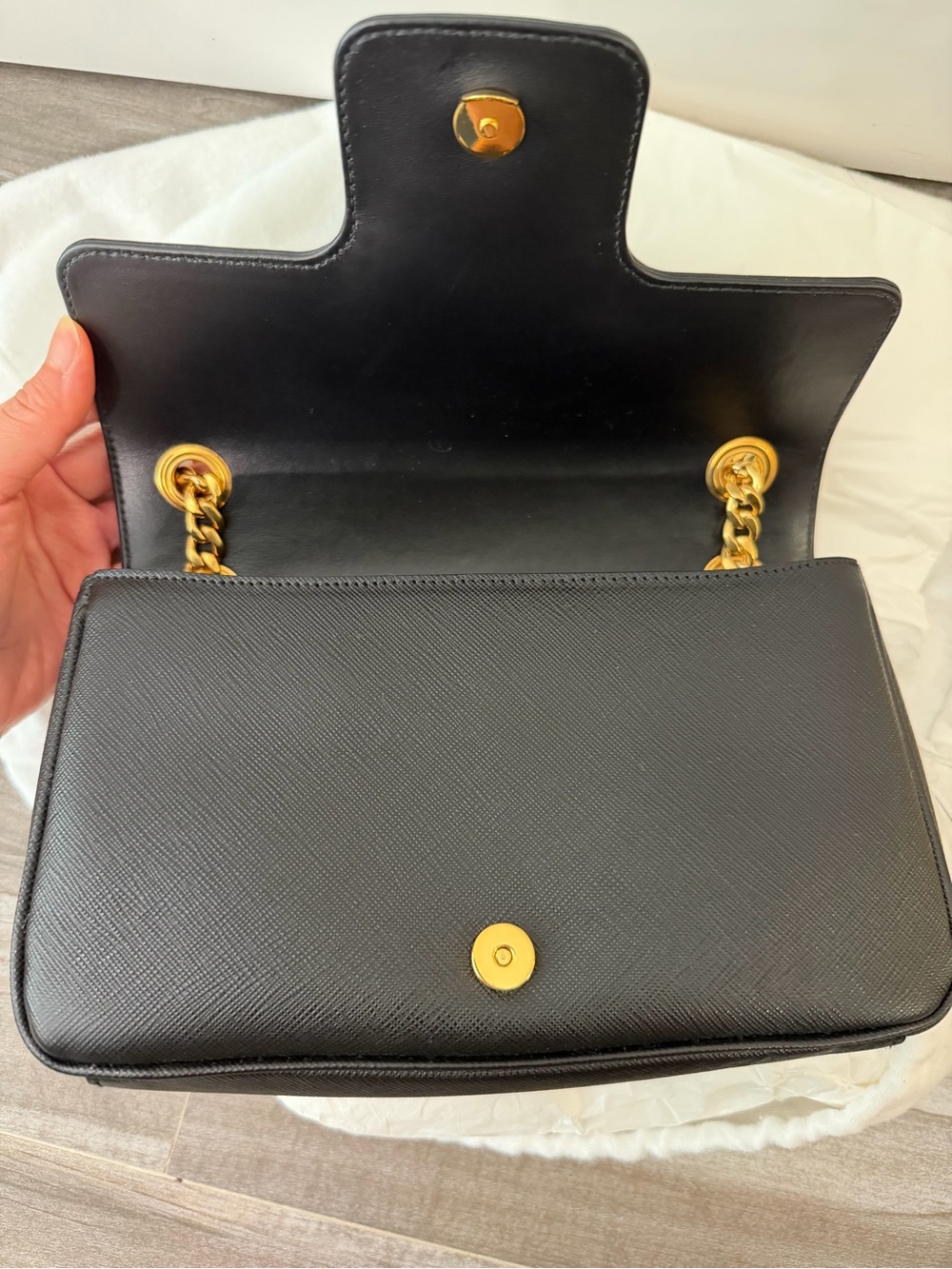 BNWOT Authentic Prada Pattina - Black Saffiano Leather Shoulder Bag - Picture 8 of 9